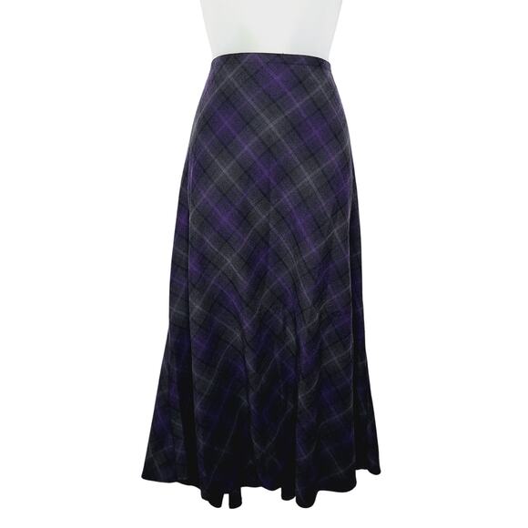 Vintage Y2K Plaid Maxi Skirt Dark Academia Goth 8 Purple Grunge Croft & Barrow - Picture 2 of 10